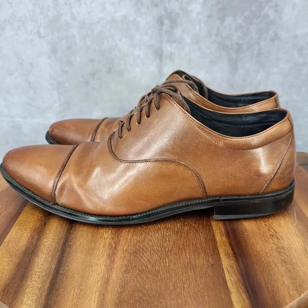 Stacy Adams Oxford Shoes Mens 10.5 Brown Leather Dress Shoes‎ Cap Toe